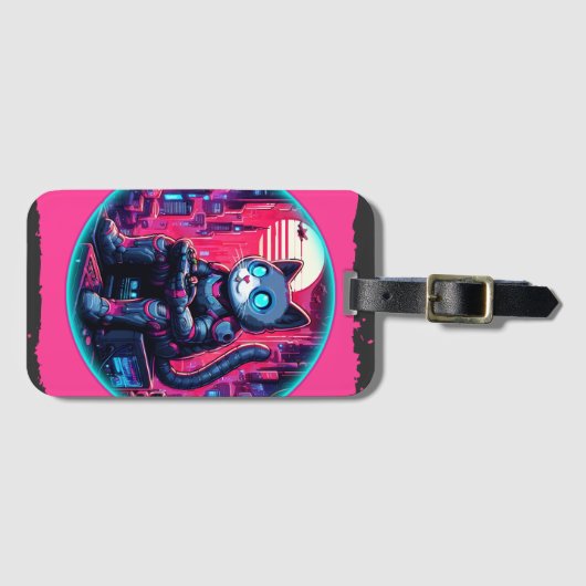 Futuristic Feline Tech Gepäckanhänger (Vorderseite (Horizontal))