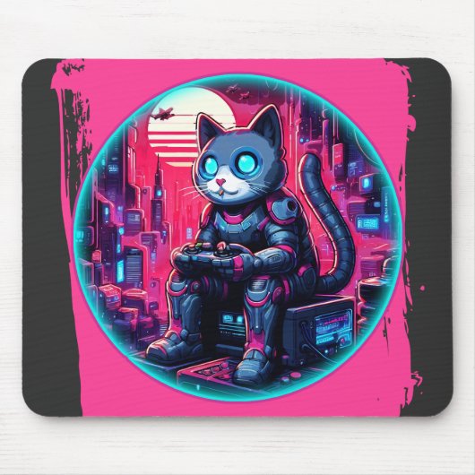 Futuristic Feline Tech Mousepad (Vorne)