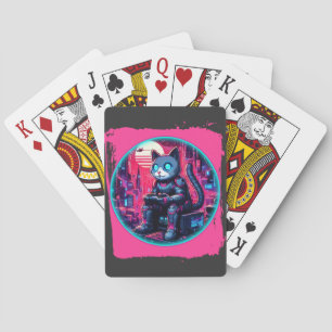 Futuristic Feline Tech Spielkarten