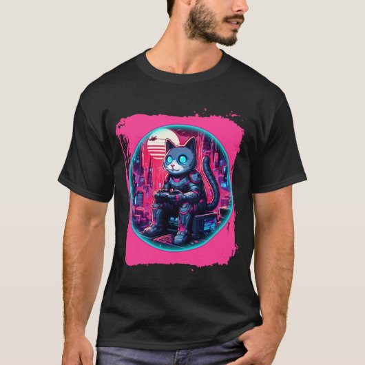 Futuristic Feline Tech T-Shirt (Vorderseite)