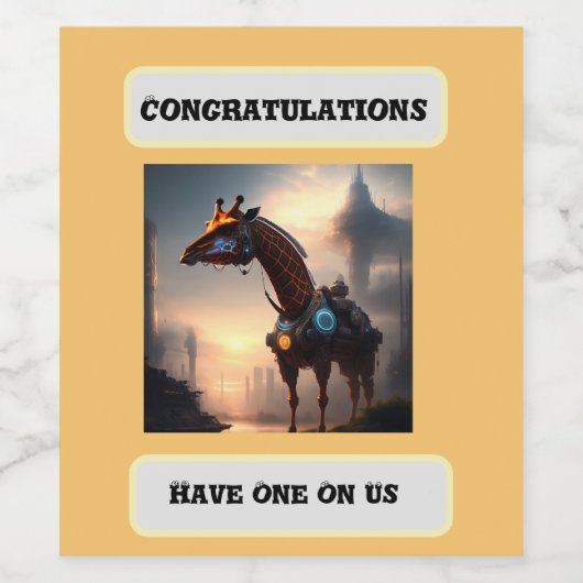 Futuristic Giraffe Robot, Glückwunsch Weinetikett (Einzelnes Label)