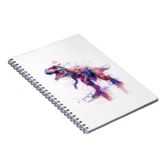 Futuristic Glitch T-Rex Dinosaur Notizblock (Rechte Seite)