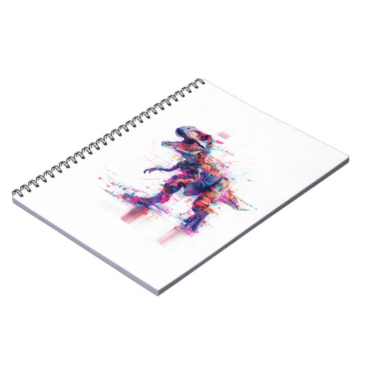 Futuristic Glitch T-Rex Dinosaur Notizblock (Linke Seite)