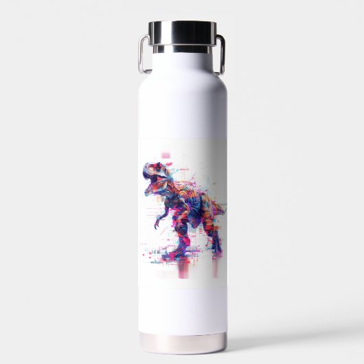 Futuristic Glitch T-Rex Dinosaur Trinkflasche (Vorne)