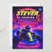 Futuristic Go-Kart Racing Birthday Party Einladung (Vorderseite)