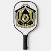 Futuristic Gold Black Geometric Cybernetic Abstrac Pickleball Schläger (Rückseite)