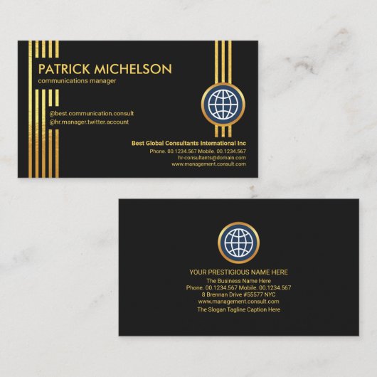 Futuristic Gold Lines Beruflicher CEO-Gründer Visitenkarte (Vorne/Hinten)