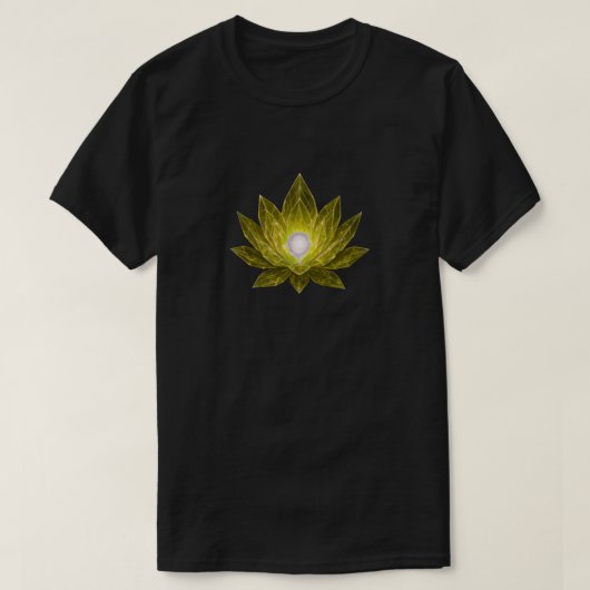 Futuristic Golden Crystal Lotus • Sci-Fi Energy T-Shirt (Design vorne)