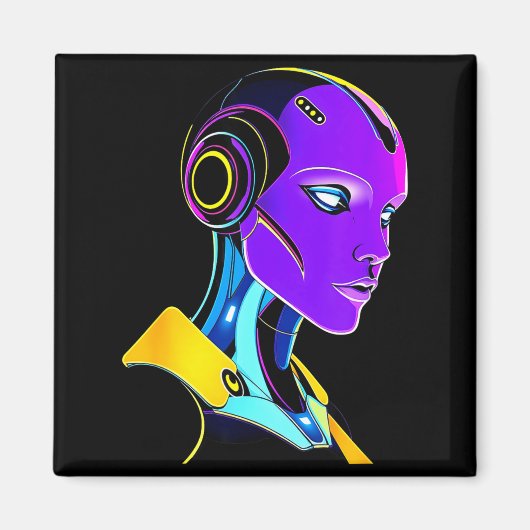 Futuristic Graphic Design Robot 1 Magnet (Vorne)