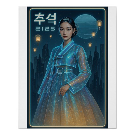 Futuristic Hanbok Chuseok - Korean Sci Fi Art Poster (Vorderseite)