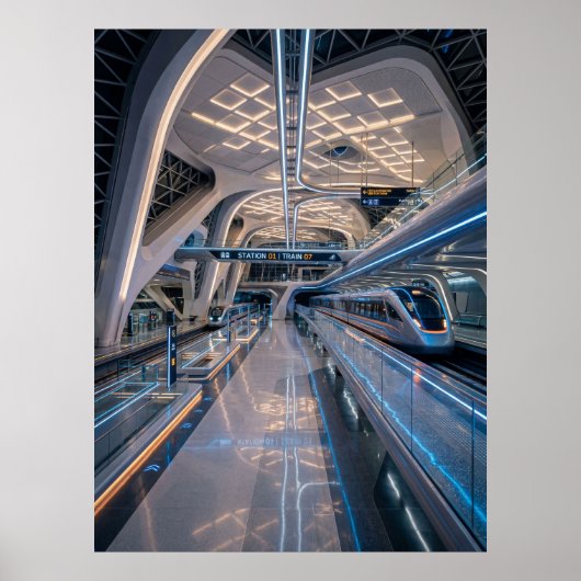Futuristic High-Speed Train Station Poster (Vorne)