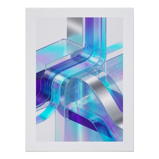 Futuristic Holographic Abstract Wall Art Poster (Vorderseite)