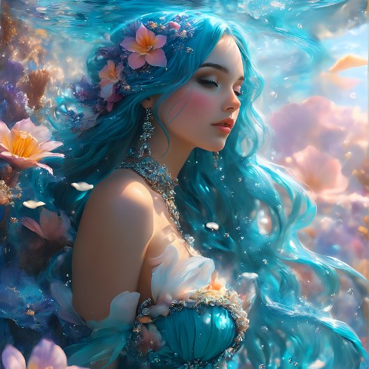 Futuristic Icy Blue Mermaid Schnitt Paper Seidenpapier