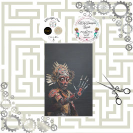 Futuristic Indian Chief Roboter Decoupage Seidenpapier