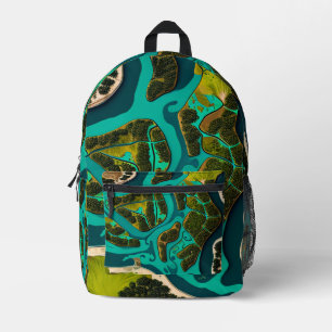 Futuristic Marshlands Bedruckter Rucksack