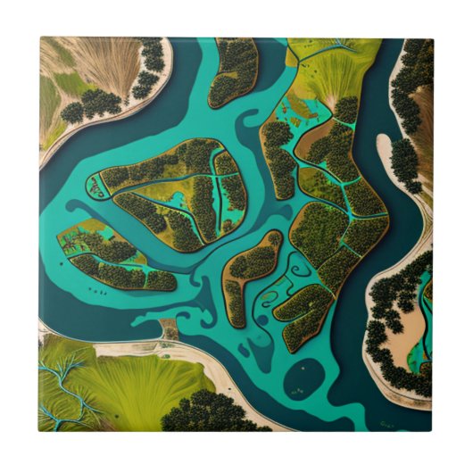 Futuristic Marshlands Fliese (Vorderseite)