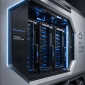 Futuristic Mobile Data Center Truck Card Karte