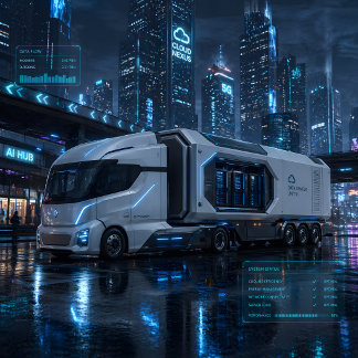 Futuristic Mobile Data Center Truck Card Karte