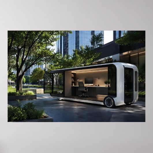 Futuristic Mobile Office Pod in Urban Nature  Poster (Vorne)