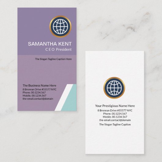 Futuristic Modern Vertical Cyan President Visitenkarte (Vorne/Hinten)