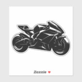 Futuristic Motorcycle Black White Vector  Aufkleber (Blatt)