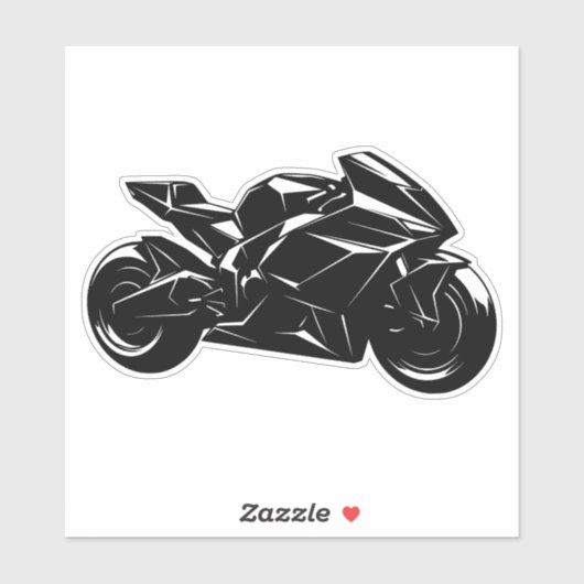 Futuristic Motorcycle Black White Vector  Aufkleber (Blatt)