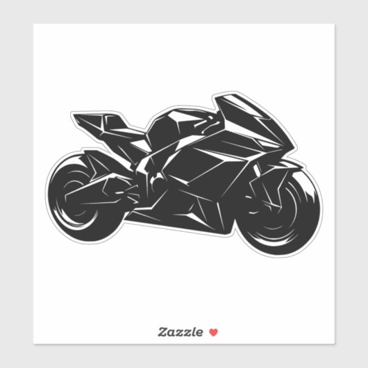 Futuristic Motorcycle Black White Vector  Aufkleber (Blatt)