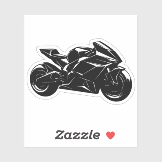 Futuristic Motorcycle Black White Vector  Aufkleber (Blatt)