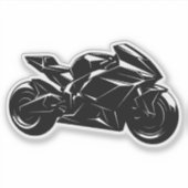 Futuristic Motorcycle Black White Vector  Aufkleber (Vorderseite)