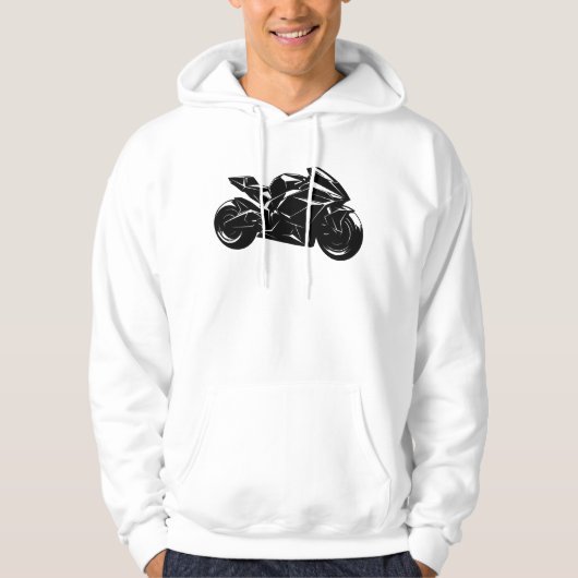 Futuristic Motorcycle Black White Vector  Hoodie (Vorderseite)