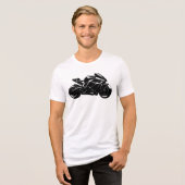 Futuristic Motorcycle Black White Vector  Tri-Blend Shirt (Vorderseite voll)
