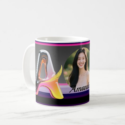 Futuristic Neon Glossy Abstract Letter A Kaffeetasse (Vorderseite Links)