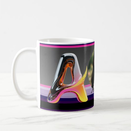 Futuristic Neon Glossy Abstract Letter A Kaffeetasse (Links)