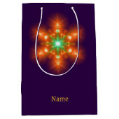 Futuristic Neon Glow Flower Graphic Mittlere Geschenktüte (Vorderseite)