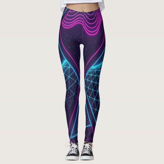 Futuristic Neon Waves Seamless Pattern for Leggings (Vorderseite)