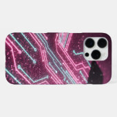 Futuristic Pink Glitter Cyber Circuit iPhone 16 Ca Hülle (Rückseite (Horizontal))