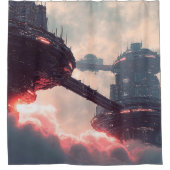 Futuristic platforms in the clouds at twilight duschvorhang (Vorderseite)