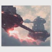 Futuristic platforms in the clouds at twilight geschenkpapier (Flach)