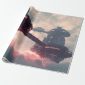 Futuristic platforms in the clouds at twilight geschenkpapier (Ungerollt)