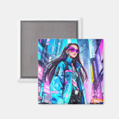 Futuristic Pop Star 0002 Magnet (Vorderseite/Rückseite)
