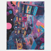 Futuristic Retro Arcade in Outer Space Fleecedecke (Vorderseite)