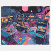 Futuristic Retro Arcade in Outer Space Fleecedecke (Vorderseite (Horizontal))