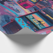 Futuristic Retro Arcade in Outer Space Geschenkpapier (Ecke)