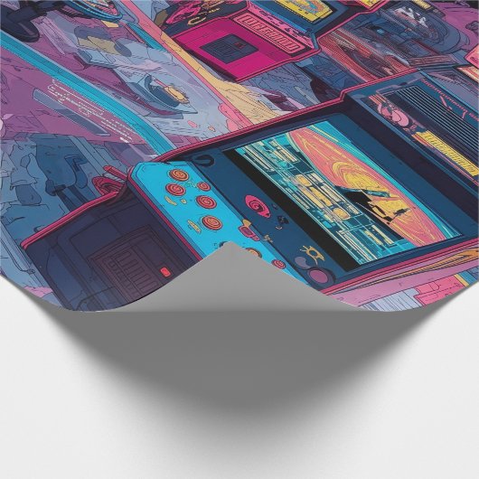 Futuristic Retro Arcade in Outer Space Geschenkpapier (Ecke)