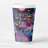 Futuristic Retro Arcade in Outer Space Milchtasse (Vorderseite)