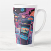 Futuristic Retro Arcade in Outer Space Milchtasse (Rechts)