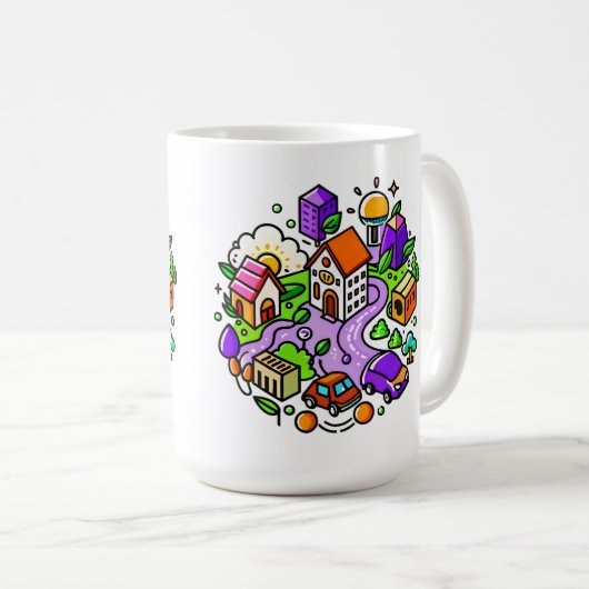 Futuristic Ride: Psychedelic Car Journey Kaffeetasse (VorderseiteRechts)
