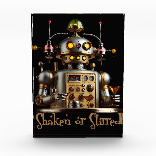Futuristic Robot Bartender "Shaken or Stirred" Fotoblock (Vorderseite)