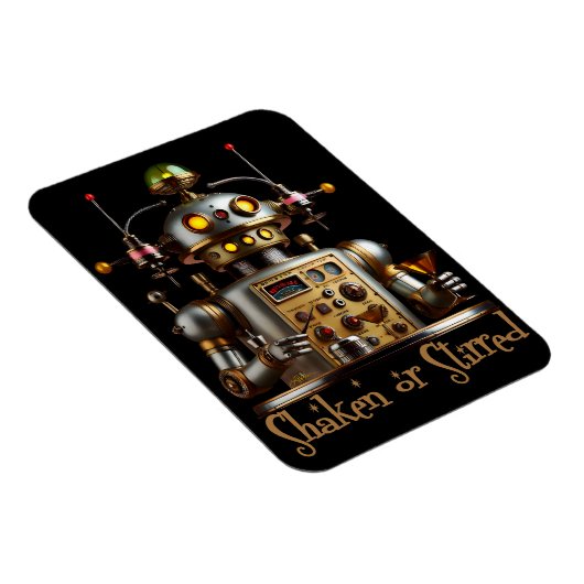 Futuristic Robot Bartender "Shaken or Stirred" Magnet (Rechte Seite)