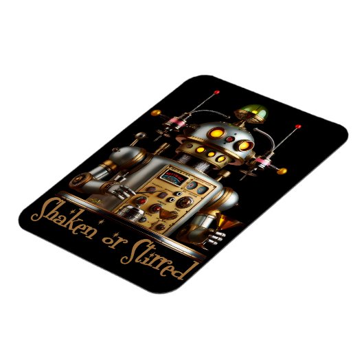 Futuristic Robot Bartender "Shaken or Stirred" Magnet (Linke Seite)